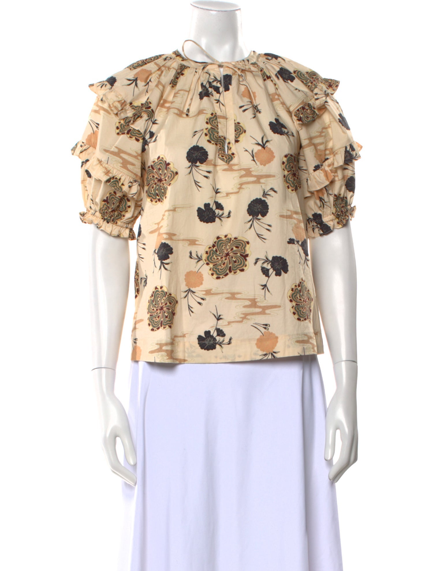 Ulla Johnson Floral Print Mock Neck Top